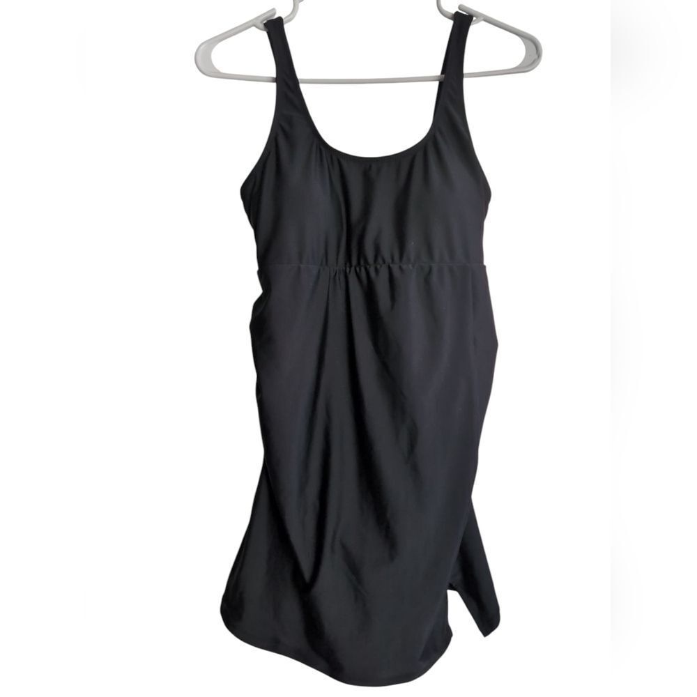 NWT Black Maternity Scoop Neck Swim Dress Built In Swimsuit/Briefs Xs - Picture 9 of 11